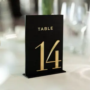 Numéros de table en acrylique noir mat centres de mariage et décorations de table cartes de place et numéros de table pour réception de mariage