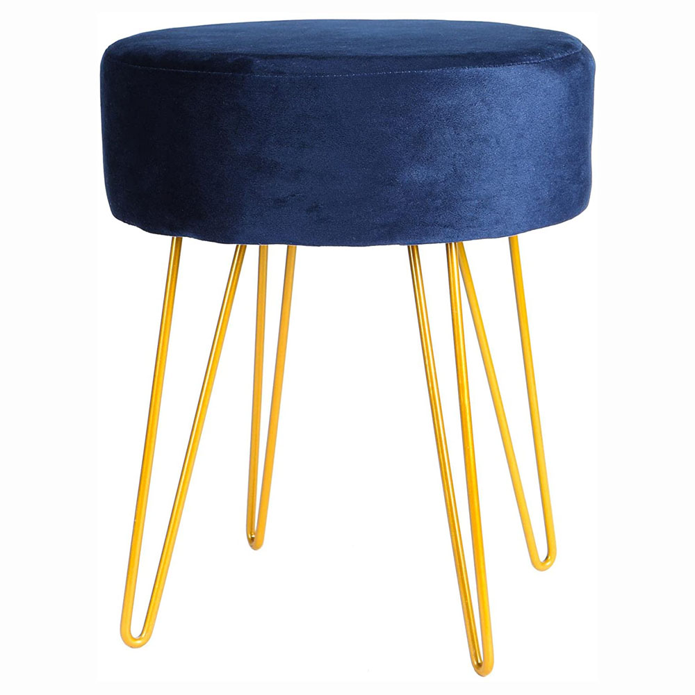 Бархатный круглый османский пуфф, табурет, туалетный столик, табурет, металлические ножки, съемный мягкий деревянный табурет для ног