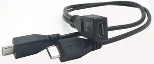 Cable de alimentación Micro a 1 hembra a 2 macho para productos digitales y periféricos de ordenador