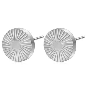 <b>Stud</b> <b>Earrings</b> 8mm Round Sunburst Stainless Steel Gold For Women Gift - Product Image 2