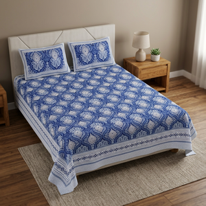 Cotton Coverlet <b>Bed</b> Sheet Wholesale Handmade Bedding Set New Print <b>King</b> Size Hand Block <b>With</b> Matching Pillowcases Soft <b>Mattress</b> - Product Image 3