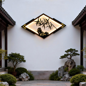 Lampe murale en bambou et pierre Xinda Optoelectronics 102x58cm LED, nouveau style chinois, éclairage extérieur pour entrée - Product Image 4