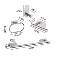 Ensemble de barres porte-serviettes autocollantes en acier inoxydable de qualité supérieure, kit d'accessoires de salle de bain sans perçage, noir mat, pour la maison