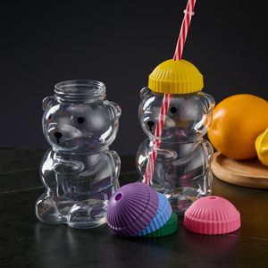 Nouvelle conception, gobelets en plastique en forme d'ours en peluche de 500 ml avec couvercle, <span class=keywords><strong>bouteille</strong></span> de boisson en plastique de 16 oz - Product Image 5