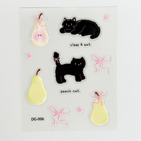 Autocollants en gel 3D en relief époxy effet dessin animé DIY, motif petit chat noir mignon, pour coques de téléphone et décoration de tablettes