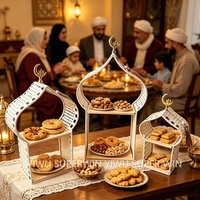 Décoration de table islamique Superwin 2026 pour le Ramadan, étagères à fruits et à gâteaux en métal en forme de mosquée, décoration du Ramadan