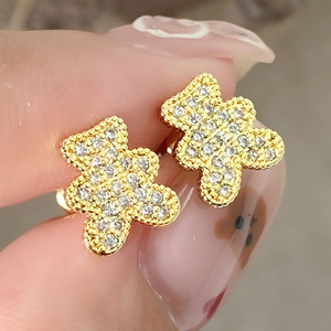 Wholesale Bulk In Stock <b>Cute</b> Design 18K Gold Plated Teddy <b>Bear</b> Stud Earrings for Women - Product Image 1