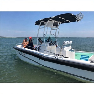 T-Top en aluminium Pro2 pour bateau à console centrale, avec cadre blanc enduit et auvent noir - Product Image 3