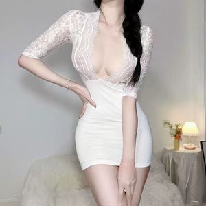 Ensemble de lingerie sculptante deux pièces en dentelle respirante brodée pour femme 2025 – Spandex/Polyester élastique à boutons - Product Image 4