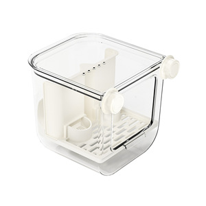 Cage suspendue pour petits animaux avec mangeoire automatique, boîte à nourriture pour perroquets avec dispositif anti-déversement, accessoires de bain pour petits oiseaux (perruches). - Product Image 1