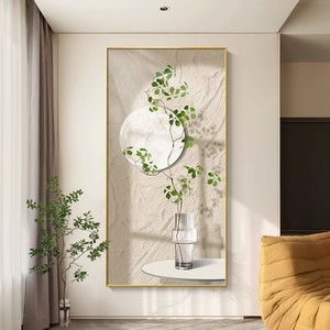 <b>Framed</b> Wall Art Abstract Painting Oil <b>Canvas</b> Beige Aluminum Alloy Rectangle Entryway Living Room Decor - Product Image 3