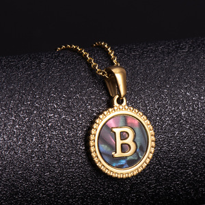 Zogxin Stainless Steel <b>Abalone</b> <b>Shell</b> Letter Pendant Necklace 18K Gold Plated Women's Jewelry European Style Fashion Pendants - Product Image 2