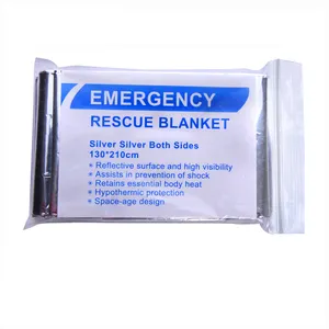 特价铝银生存睡袋热应急反光毯CE散装二合一带指南