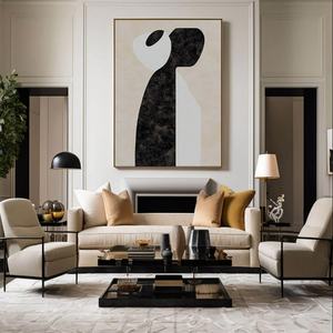 Pintura Abstracta en Blanco y Negro sobre Lienzo Texturizado, Obra de Arte Grande, Decoración de Pared Extra Grande para Sala de Estar, Dormitorio, Hotel - Product Image 4