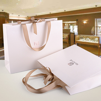 Sacs cadeaux pour bijoux de boutique, papier texturé, logo en feuille d'or gaufré, emballage personnalisé pour le shopping
