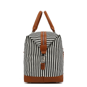 Bolsa de viaje a rayas clásica personalizada, bolsa de viaje de lona para equipaje de mano, paquete de viaje para hombres y mujeres - Product Image 5