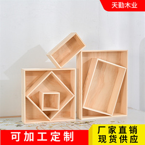 Venta directa de fábrica de cajas de almacenamiento cuadradas de madera sin tapa, cajas para certificados de matrimonio y cajas de almacenamiento de madera maciza. - Product Image 5