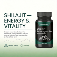 Capsules de Shilajit et Ashwagandha 180 gélules – Complément Herbal Naturel pour l'Énergie, la Gestion du Stress et le Soutien Immunitaire