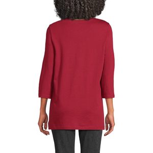 FOXA Tunique décontractée à col rond en coton Supima à manches 3/4 pour femme - Product Image 2