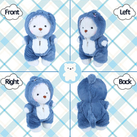 Peluche Ours en Peluche Mignon et Amusant de Haute Qualité avec Vêtements de Requin Bleu Amovibles, Jouet d'Éveil Émotionnel pour Enfants, Idéal comme Cadeau