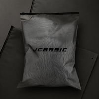 Sac à fermeture éclair personnalisé de luxe, finition mate noire translucide givrée, réutilisable pour vêtements, emballage de vêtements, sac à fermeture éclair coulissante