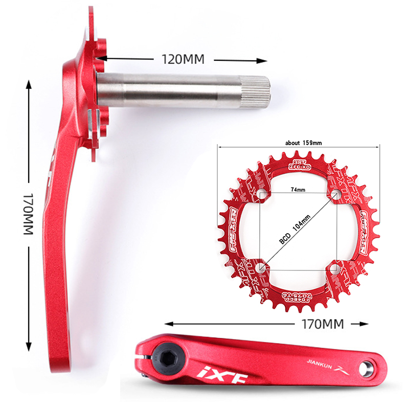 170mm Lightweight Aluminum Alloy MTB Crankset & Bottom