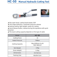 Cortador Hidráulico Manual HC-50 de 6t 50mm Cu/Al 10kV 400mm2 para Cables