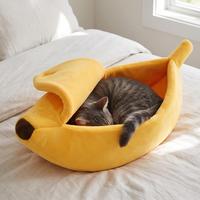 Nouvelle arrivée : Lit pour animaux de compagnie en forme de banane, niche pour chat pour se détendre et dormir, lit portable pour animaux de compagnie, lit pour animaux de compagnie personnalisé en forme de banane de dessin animé