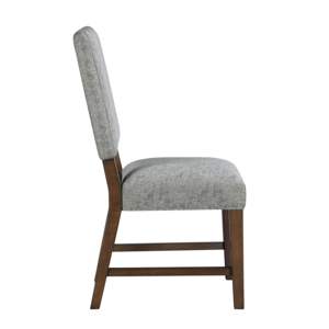 DB Modern <b>Dining</b> Furniture Side <b>Chairs</b> Set of 2 Gray Textured Fabric Upholstered Seat Back <b>Walnut</b> Finish Wood Transitional Style - Product Image 5