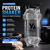 Bouteille shaker personnalisée en Tritan 18oz/500ml, compatible lave-vaisselle, sans BPA, anti-fuite, écologique, légère, avec revêtement poudré, pour la gym