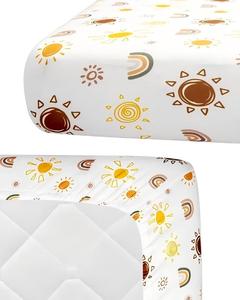 Lenzuola per Culla in Cotone Biologico con Design Sole e Arcobaleno per Neonati Maschi o Femmine - Product Image 5