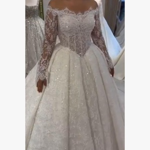 Vestido de Novia Africano Personalizado 2026, Hombros Descubiertos, Mangas Largas con Transparencias, Lentejuelas, Encaje con Cuentas, Vestido de Baile, Talla Grande - Product Image 1