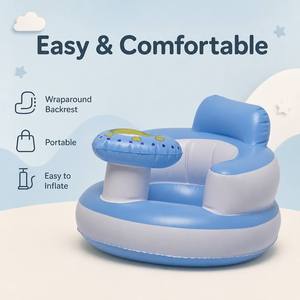 Fauteuil <span class=keywords><strong>de</strong></span> bain moderne pour bébé, motif cœur bleu, siège <span class=keywords><strong>de</strong></span> bain gonflable imperméable, plateau portable pour chambre et extérieur - Product Image 1