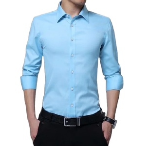 Chemises pour hommes à col rabattu et manches longues, chemise de bureau formelle, 100% coton satiné, couleur unie, vente en gros - Product Image 3