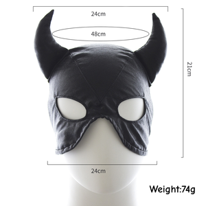 Masque de tête de taureau en cuir PU pour homme, ajustable, avec cornes, pour fête costumée - Product Image 2