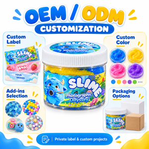 Slime bicolore personnalisé OEM ODM en pot de 200 ml avec des flocons décoratifs et des breloques thématiques pour la vente au détail et les coffrets cadeaux - Product Image 3