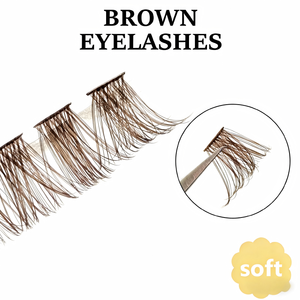 Set di Ciglia Finte 3D in Visone Marrone Pre-Impruzzate con Colla, Stile Cluster, Ciglia Segmentate Pre-Tagliate, Loghi Personalizzati, Cruelty-Free - Product Image 2