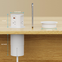 Enchufe de escritorio emergente de 86 mm con cargador inalámbrico de 15 W, USB-C PD de 20 W y 4 tomas de CA, regleta de alimentación retráctil oculta