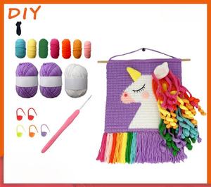 Kits de crochet DIY pour débutants, adultes et enfants, <span class=keywords><strong>licorne</strong></span>, méduse, tapisserie murale, décoration en laine, salon, cadeau, tutoriel vidéo en anglais - Product Image 2