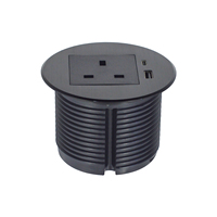 Tomacorriente Empotrable de Aleación de Aluminio, Estándar Europeo Tipo A+C, Puertos de Carga USB, IP44, Corriente Nominal de 16A, para Mesa de Sofá