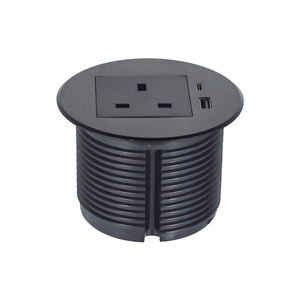 Tomacorriente Empotrable de Aleación de Aluminio, Estándar Europeo Tipo A+C, Puertos de Carga USB, IP44, Corriente Nominal de 16A, para Mesa de Sofá - Product Image 3