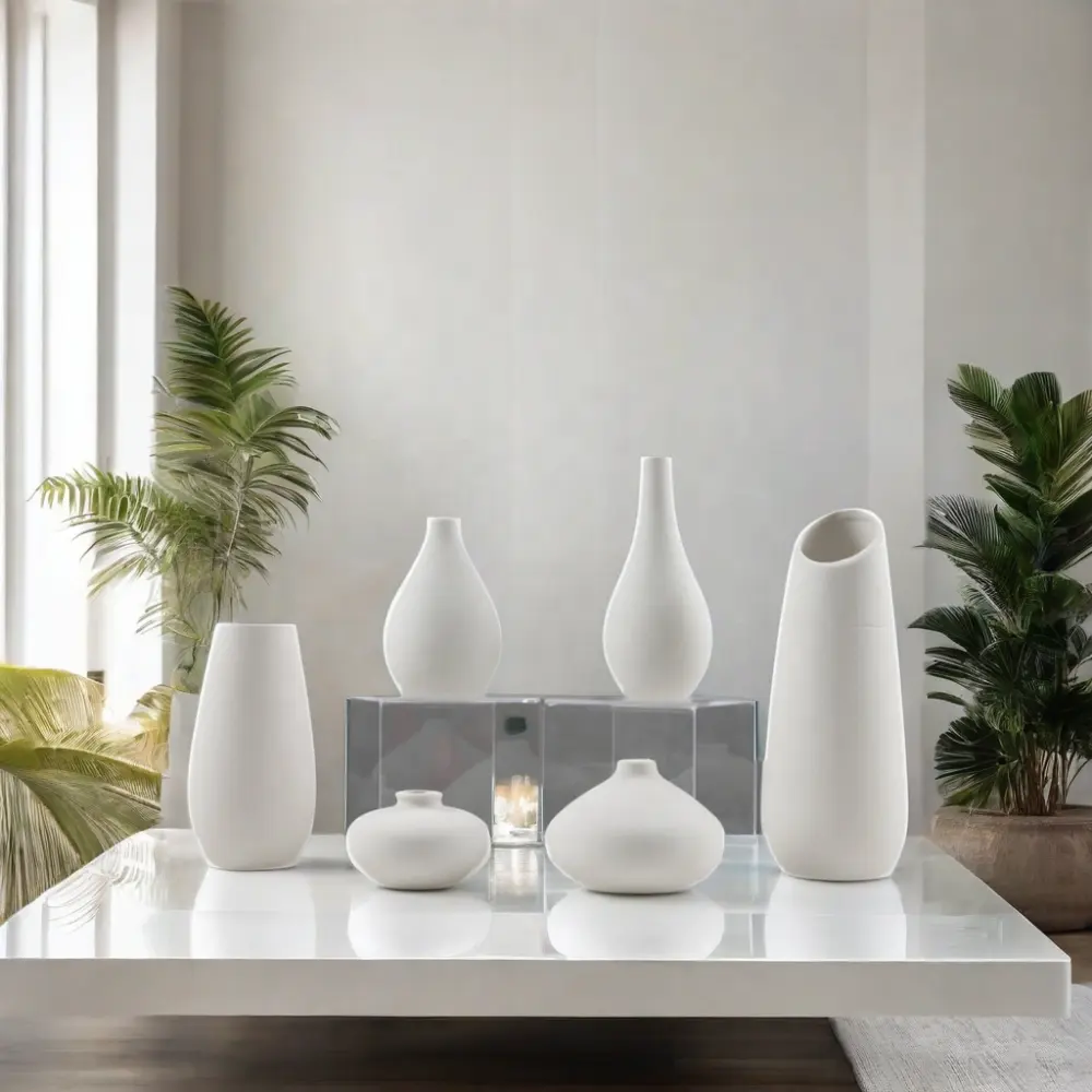 Modernes Design matte weiße Porzellanvase beliebtes Blumenmuster für den täglichen Gebrauch für Heimdekoration