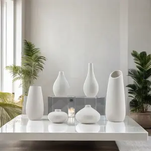 Vase en porcelaine blanc mat au design moderne, motif de fleurs populaire pour un usage quotidien pour la décoration de la maison