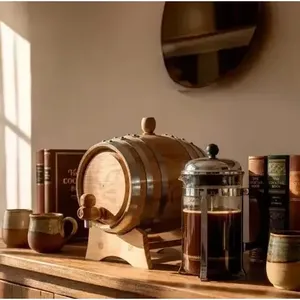 Barril de Madera Blanca de 3 Litros con Anillo Galvanizado para Almacenamiento de Cerveza y Licores - Product Image 4