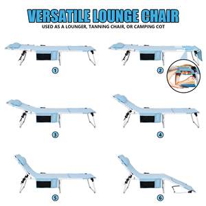 كرسي تسمير شديد التحمل مع وجه قابل للتعديل 5 وضع قابل للطي ، كرسي تسمير محمول - Product Image 3