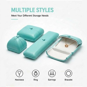 Coffret d'emballage de bijoux en cuir PU de qualité supérieure, boîte à bijoux personnalisée avec logo, intérieur en velours lisse pour la présentation de bijoux de luxe - Product Image 3