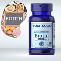 Capsules de biotine certifiées halal OEM personnalisées 10000mcg 500mg pour la croissance des cheveux, les soins de la peau et le renforcement des ongles chez l'adulte