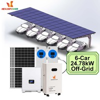 Système solaire complet hors réseau pour carport, 6 véhicules, 24,78 kW, stockage de batterie 32 kWh, prêt à l'emploi