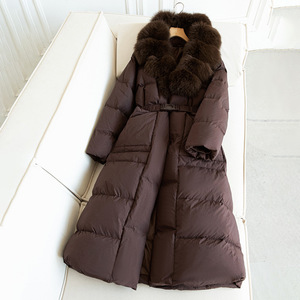 Nouveau hiver longue à capuche doudoune femmes chaud épaissi réel col de fourrure de renard blanc canard doudoune imperméable Parkas - Product Image 2