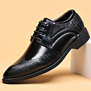 Chaussures habillées pour hommes, bout pointu, à lacets, en cuir véritable, pour le bureau, toutes saisons, semelle extérieure en caoutchouc EVA - Product Image 3